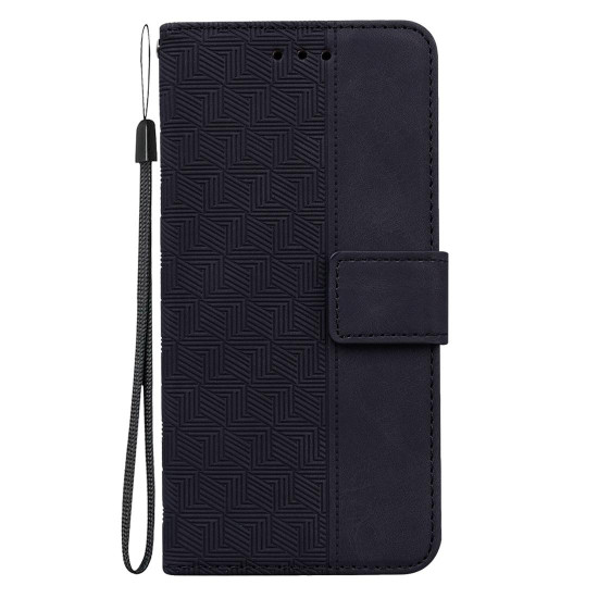 For Samsung Galaxy S24+ 5G Geometric Embossed Leather Phone Case(Black)