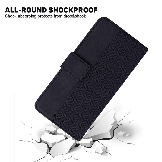 For Samsung Galaxy S24+ 5G Geometric Embossed Leather Phone Case(Black)