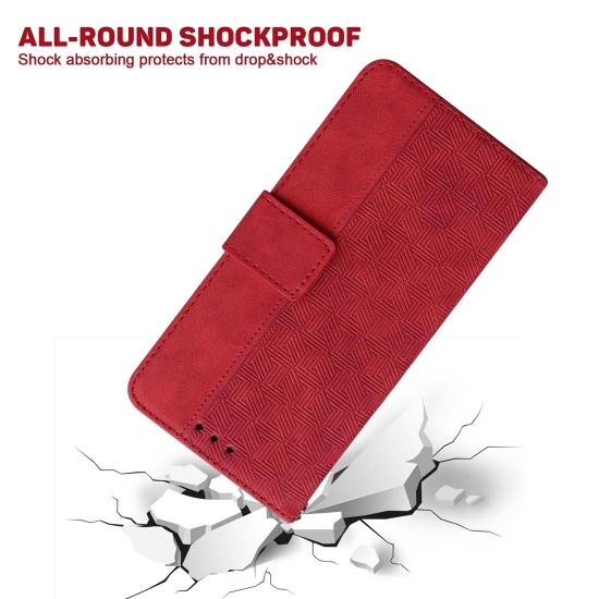 For Samsung Galaxy S24+ 5G Geometric Embossed Leather Phone Case(Red)