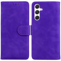 For Samsung Galaxy S24+ 5G Skin Feel Pure Color Flip Leather Phone Case(Purple)