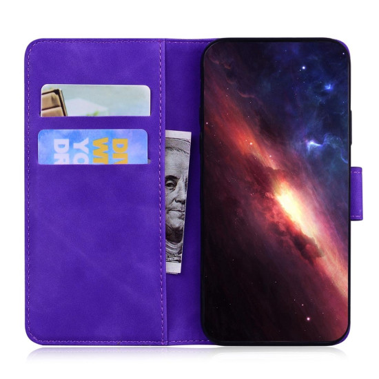 For Samsung Galaxy S24+ 5G Skin Feel Pure Color Flip Leather Phone Case(Purple)