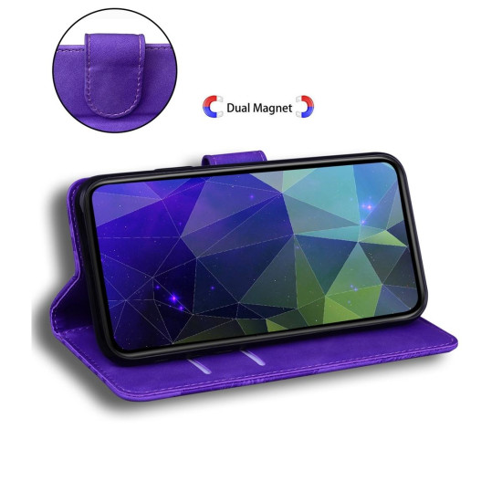 For Samsung Galaxy S24+ 5G Skin Feel Pure Color Flip Leather Phone Case(Purple)