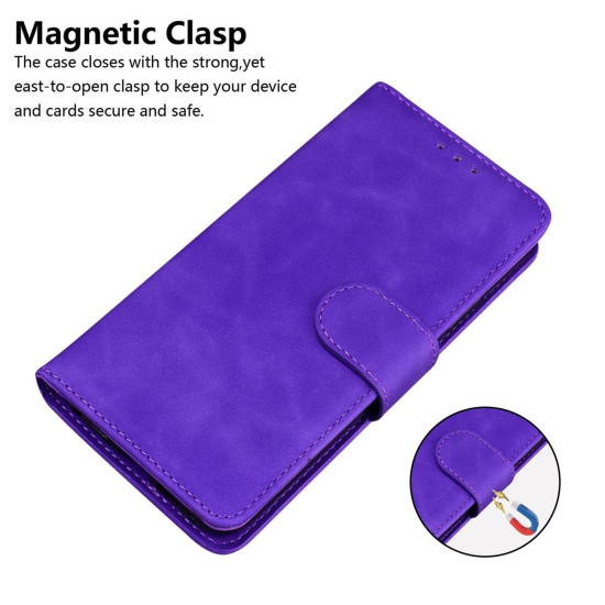 For Samsung Galaxy S24+ 5G Skin Feel Pure Color Flip Leather Phone Case(Purple)