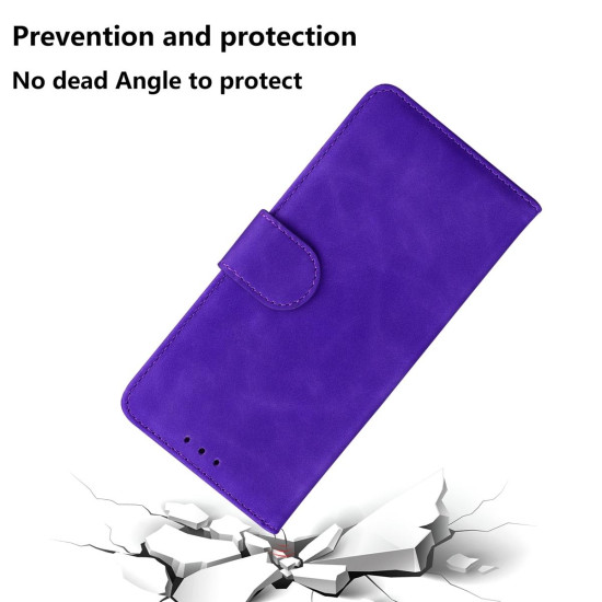 For Samsung Galaxy S24+ 5G Skin Feel Pure Color Flip Leather Phone Case(Purple)
