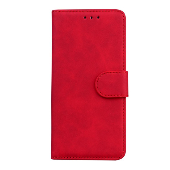For Samsung Galaxy S24+ 5G Skin Feel Pure Color Flip Leather Phone Case(Red)