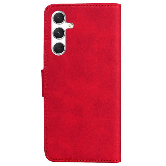 For Samsung Galaxy S24+ 5G Skin Feel Pure Color Flip Leather Phone Case(Red)