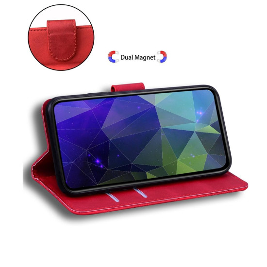 For Samsung Galaxy S24+ 5G Skin Feel Pure Color Flip Leather Phone Case(Red)