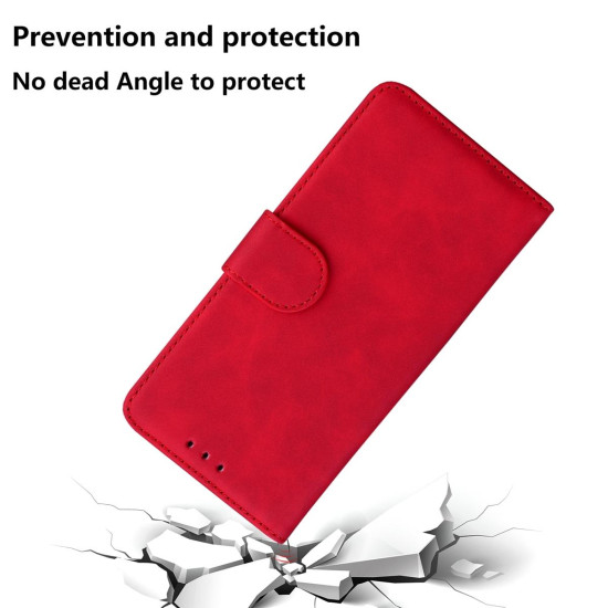 For Samsung Galaxy S24+ 5G Skin Feel Pure Color Flip Leather Phone Case(Red)
