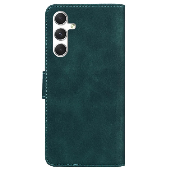For Samsung Galaxy S24+ 5G Skin Feel Pure Color Flip Leather Phone Case(Green)
