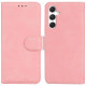 For Samsung Galaxy S24+ 5G Skin Feel Pure Color Flip Leather Phone Case(Pink)