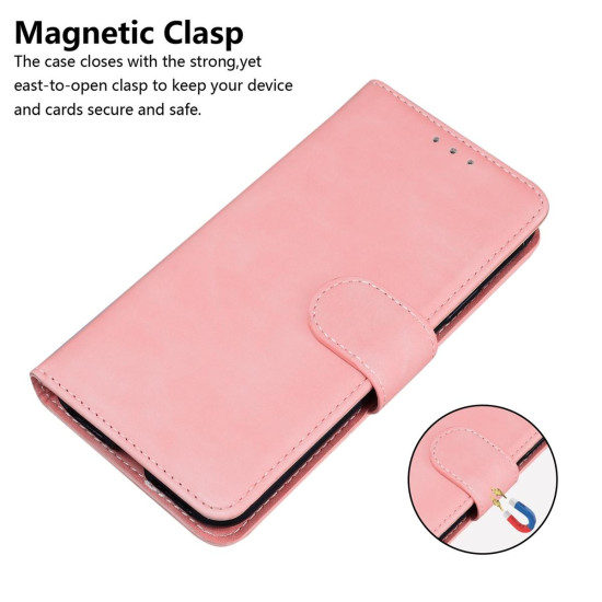 For Samsung Galaxy S24+ 5G Skin Feel Pure Color Flip Leather Phone Case(Pink)