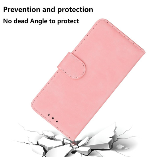 For Samsung Galaxy S24+ 5G Skin Feel Pure Color Flip Leather Phone Case(Pink)