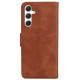 For Samsung Galaxy S24+ 5G Skin Feel Pure Color Flip Leather Phone Case(Brown)