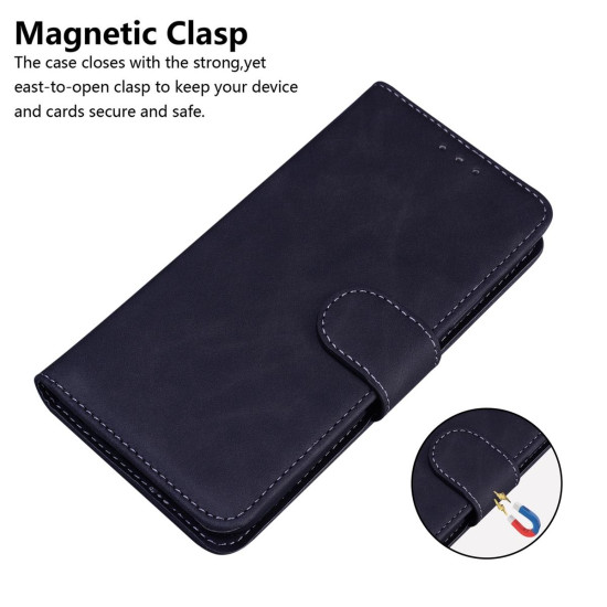 For Samsung Galaxy S24+ 5G Skin Feel Pure Color Flip Leather Phone Case(Black)