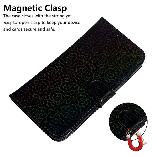 For Samsung Galaxy S24+ 5G Colorful Magnetic Buckle Leather Phone Case(Black)