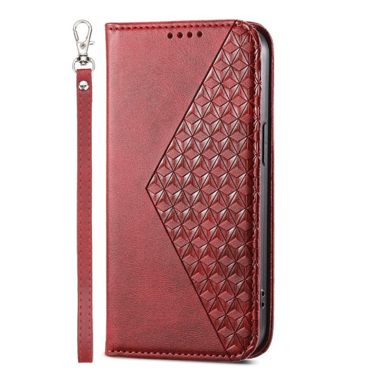 For Samsung Galaxy S24+ 5G Cubic Grid Calf Texture Magnetic Leather Phone Case(Red)