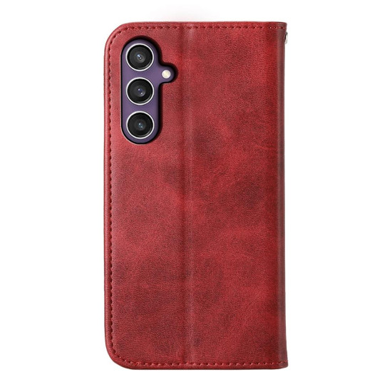 For Samsung Galaxy S24+ 5G Cubic Grid Calf Texture Magnetic Leather Phone Case(Red)