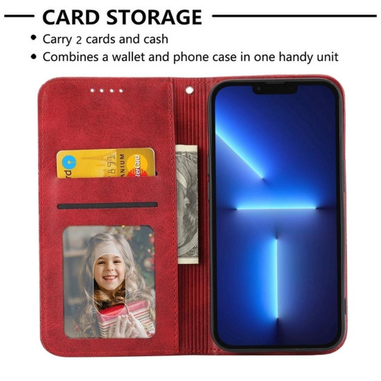 For Samsung Galaxy S24+ 5G Cubic Grid Calf Texture Magnetic Leather Phone Case(Red)