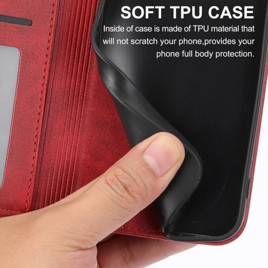 For Samsung Galaxy S24+ 5G Cubic Grid Calf Texture Magnetic Leather Phone Case(Red)