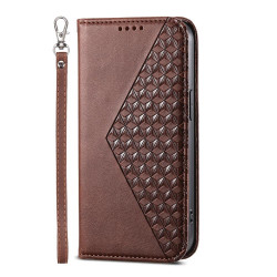For Samsung Galaxy S24+ 5G Cubic Grid Calf Texture Magnetic Leather Phone Case(Brown)