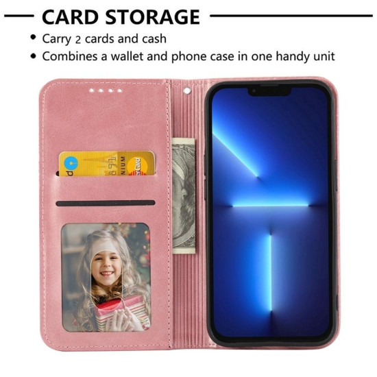 For Samsung Galaxy S24+ 5G Cubic Grid Calf Texture Magnetic Leather Phone Case(Rose Gold)