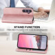 For Samsung Galaxy S24+ 5G Cubic Grid Calf Texture Magnetic Leather Phone Case(Rose Gold)
