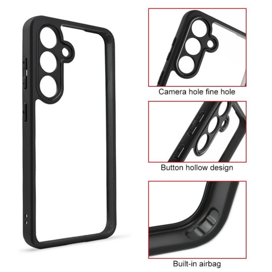 For Samsung Galaxy S24+ 5G Frosted TPU + Transparent PC Phone Case(Black)