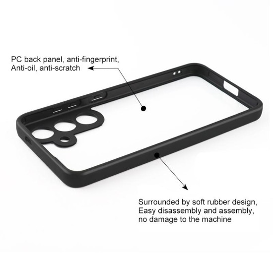 For Samsung Galaxy S24+ 5G Frosted TPU + Transparent PC Phone Case(Black)