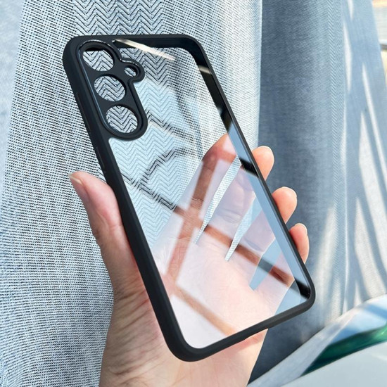 For Samsung Galaxy S24+ 5G Frosted TPU + Transparent PC Phone Case(Black)