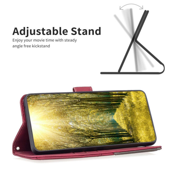 For Samsung Galaxy S24+ 5G Magnetic Buckle Rhombus Texture Leather Phone Case(Red)