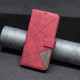 For Samsung Galaxy S24+ 5G Magnetic Buckle Rhombus Texture Leather Phone Case(Red)