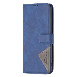 For Samsung Galaxy S24+ 5G Magnetic Buckle Rhombus Texture Leather Phone Case(Blue)