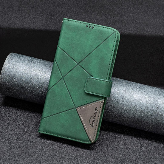 For Samsung Galaxy S24+ 5G Magnetic Buckle Rhombus Texture Leather Phone Case(Green)