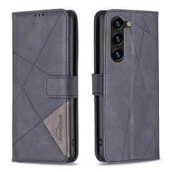 For Samsung Galaxy S24+ 5G Magnetic Buckle Rhombus Texture Leather Phone Case(Black)