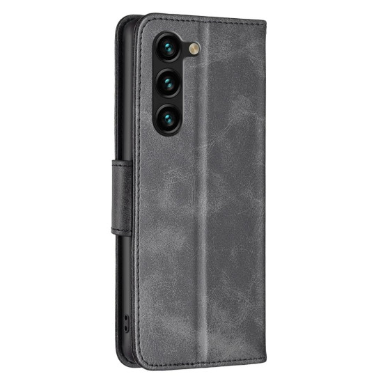 For Samsung Galaxy S24+ 5G Lambskin Texture Pure Color Flip Leather Phone Case(Black)