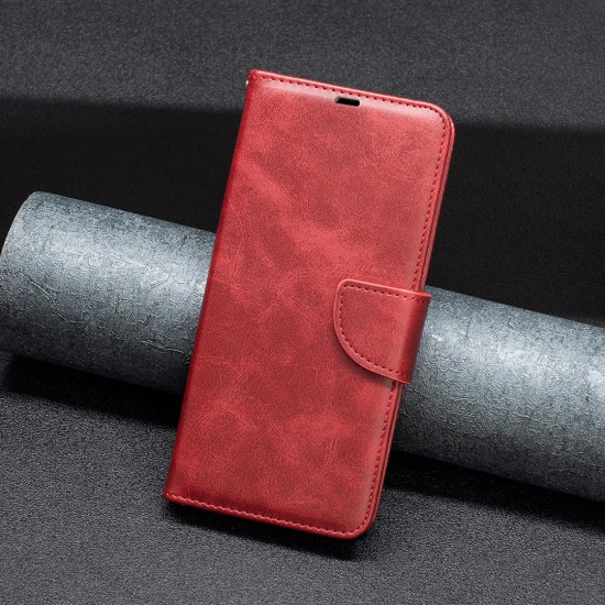 For Samsung Galaxy S24+ 5G Lambskin Texture Pure Color Flip Leather Phone Case(Red)