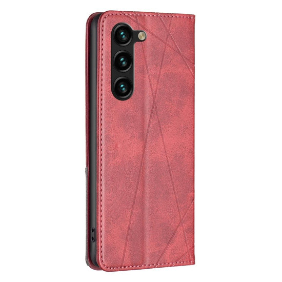 For Samsung Galaxy S24+ 5G Rhombus Texture Magnetic Leather Phone Case(Red)