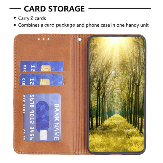 For Samsung Galaxy S24+ 5G Rhombus Texture Magnetic Leather Phone Case(Yellow)