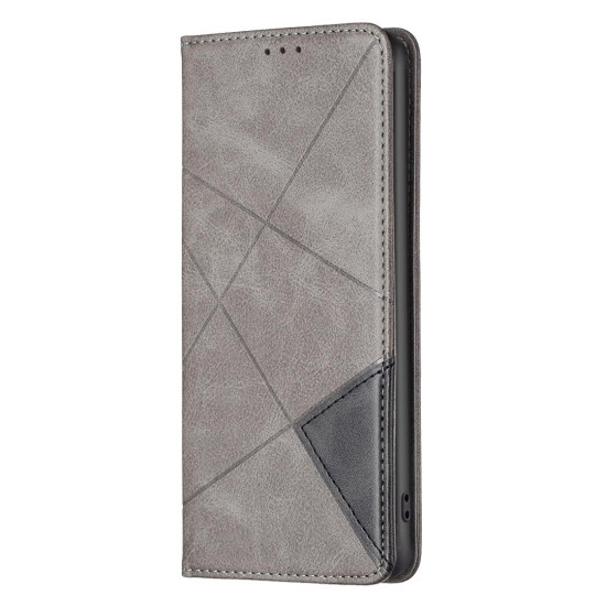 For Samsung Galaxy S24+ 5G Rhombus Texture Magnetic Leather Phone Case(Grey)