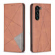For Samsung Galaxy S24+ 5G Rhombus Texture Magnetic Leather Phone Case(Brown)
