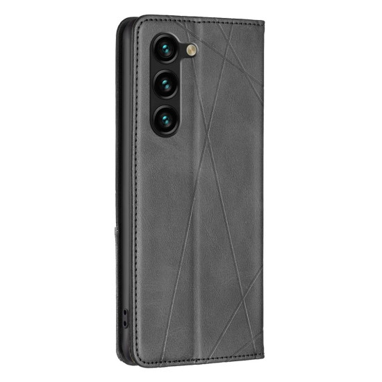 For Samsung Galaxy S24+ 5G Rhombus Texture Magnetic Leather Phone Case(Black)