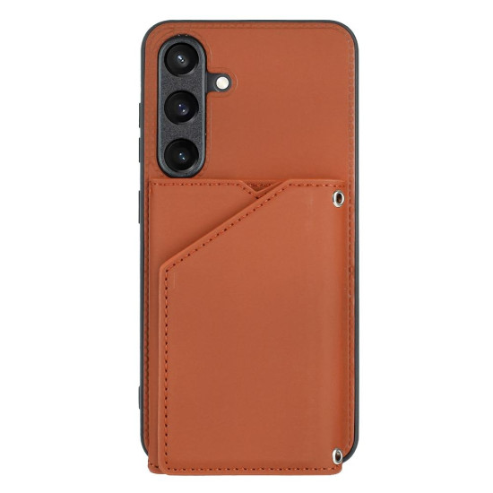 For Samsung Galaxy S24+ 5G Skin Feel PU + TPU + PC Card Slots Phone Case(Brown)