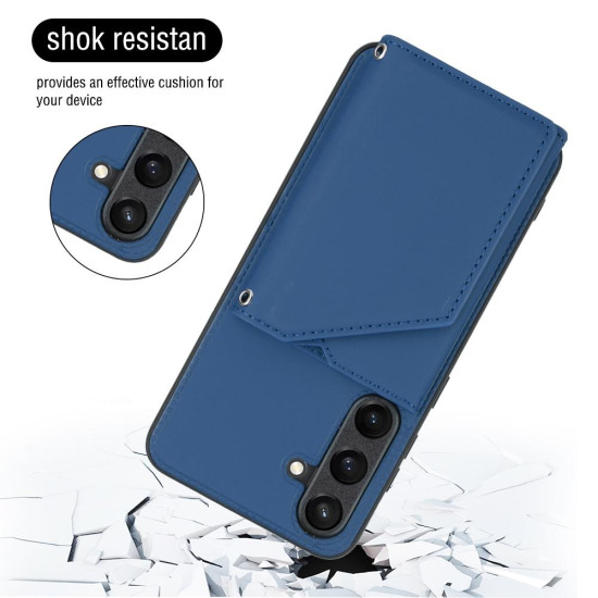 For Samsung Galaxy S24+ 5G Skin Feel PU + TPU + PC Card Slots Phone Case(Royal Blue)