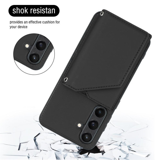 For Samsung Galaxy S24+ 5G Skin Feel PU + TPU + PC Card Slots Phone Case(Black)