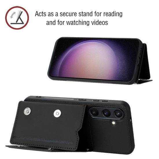 For Samsung Galaxy S24+ 5G Skin Feel PU + TPU + PC Card Slots Phone Case(Black)