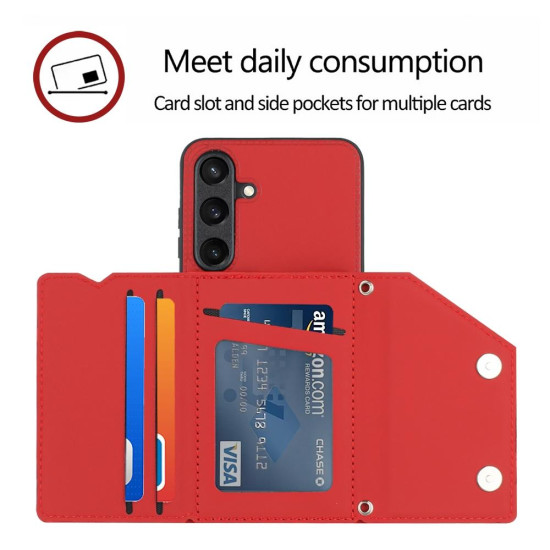 For Samsung Galaxy S24+ 5G Skin Feel PU + TPU + PC Card Slots Phone Case(Red)