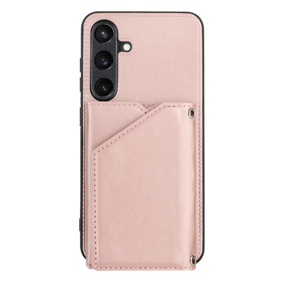 For Samsung Galaxy S24+ 5G Skin Feel PU + TPU + PC Card Slots Phone Case(Rose Gold)