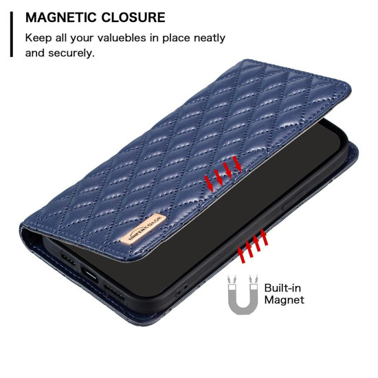 For Samsung Galaxy S24+ 5G Diamond Lattice Magnetic Leather Flip Phone Case(Blue)
