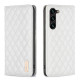 For Samsung Galaxy S24+ 5G Diamond Lattice Magnetic Leather Flip Phone Case(White)
