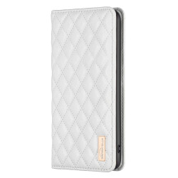 For Samsung Galaxy S24+ 5G Diamond Lattice Magnetic Leather Flip Phone Case(White)
